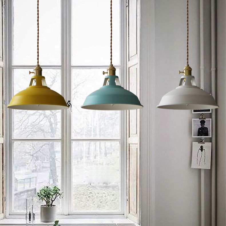 Schattierter Esszimmer hängende Anhänger Lampe Metall Einfachheitsstil Federung Licht