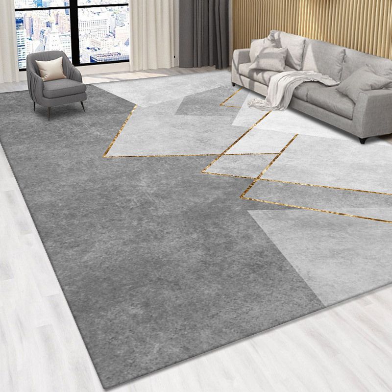 Dark Gray Modern Rug Polyester Circle Rug Non-Slip Backing Rug for Home Decoration