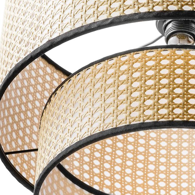 Beige Hand-Worked Pendant Chinese Style 1 Bulb Bamboo Cylindrical Hanging Light for Dining Table