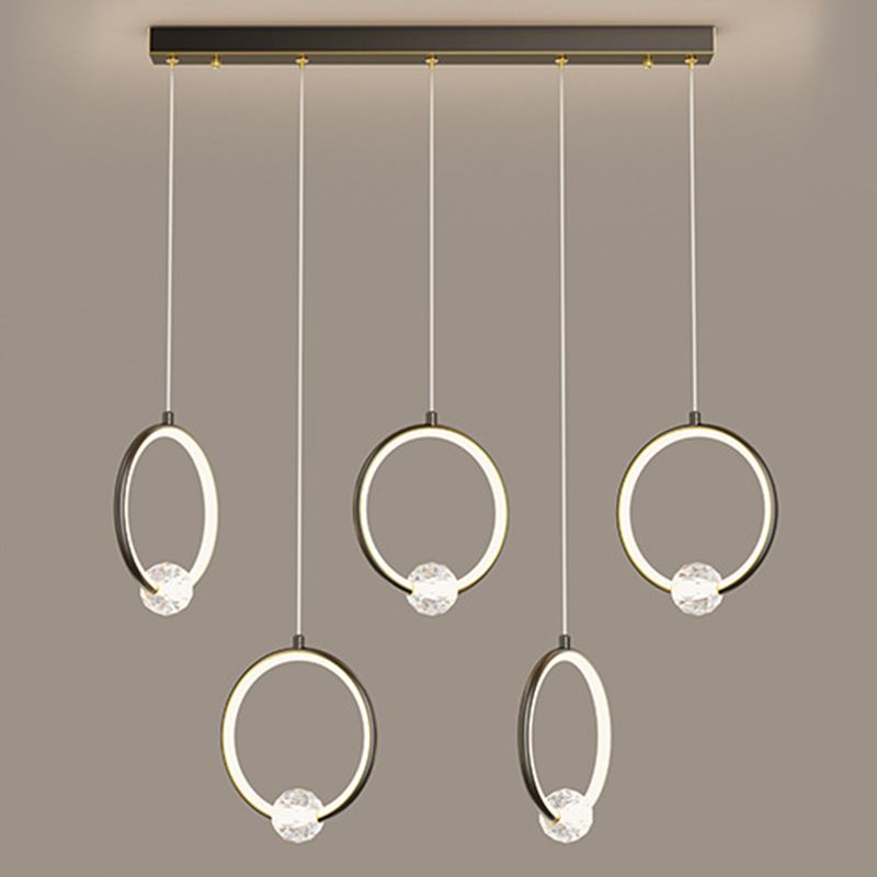 Modern Style Round Shade Hanging Light Crystal Light Pendant Lamp for Dining Room