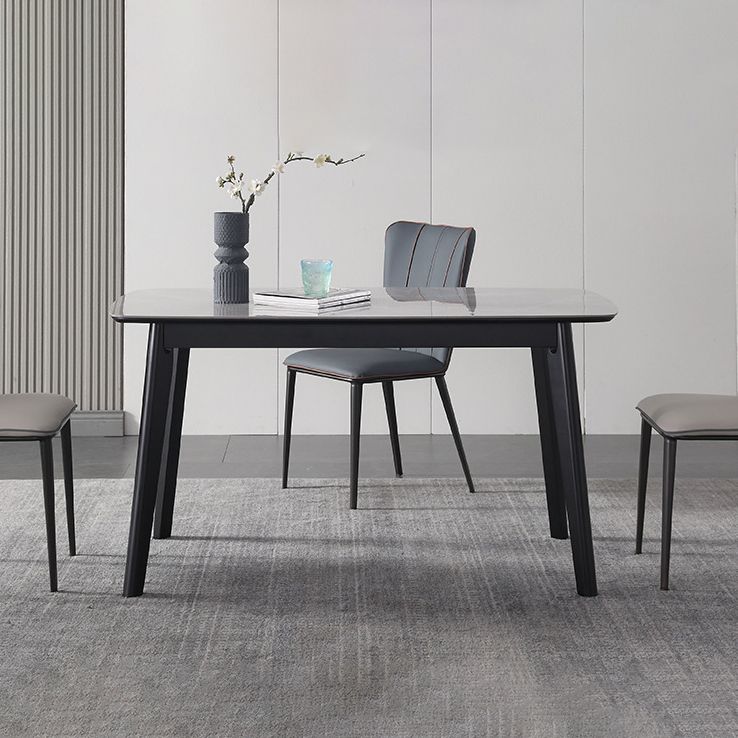 Minimalist 1/2/4/7 Pieces Furniture Stone Rectangle Dining Table Set in Gray