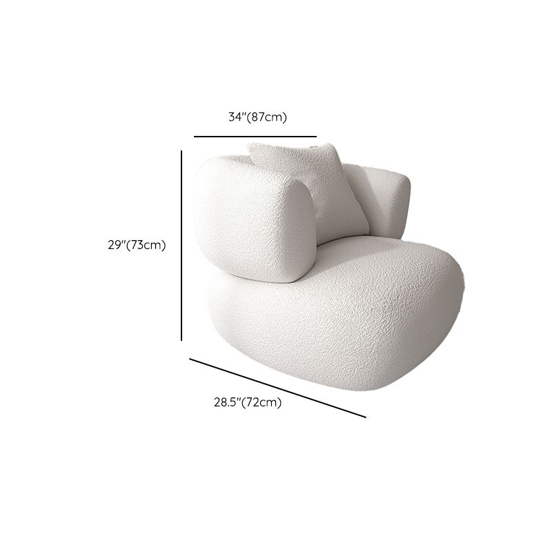 Scandinavian Fabric Sofa Biscuit Back Tuxedo Arm Sofa in White