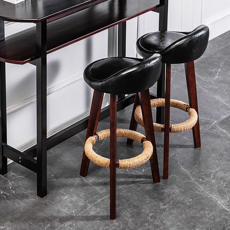 Contemporary Matte Finish Upholstered Bar Stools Restaurant Footrest Stool