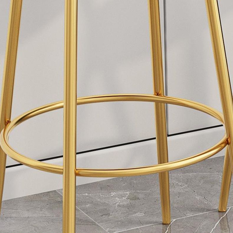 Contemporary Low Back Barstools Round Bar Stools with Gold Metal Legs