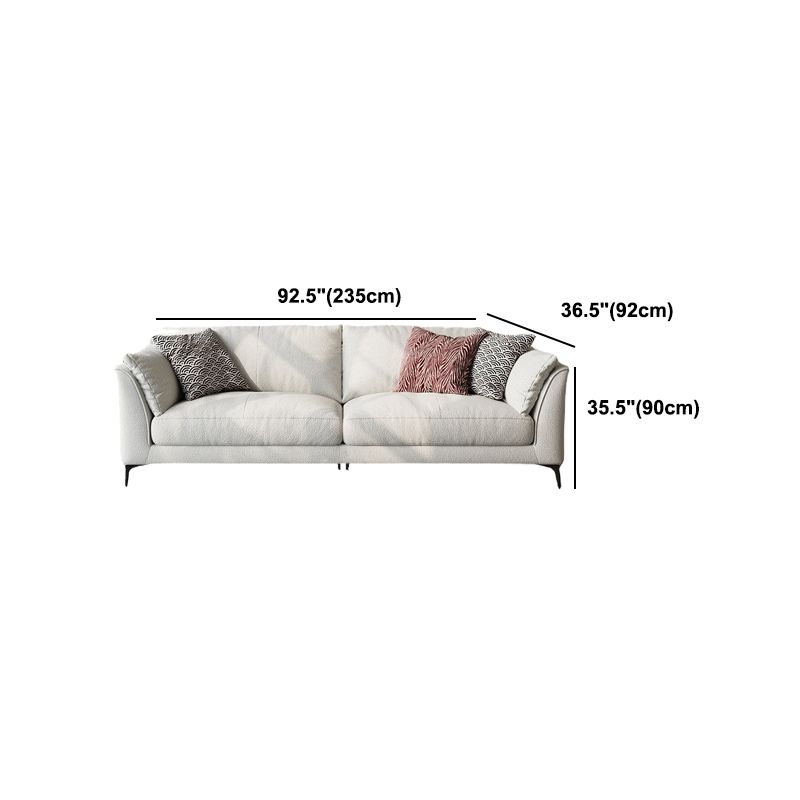 Scandinavian Linen Cushion Back Sectional Cream Slipcovered for Living Room Sofa