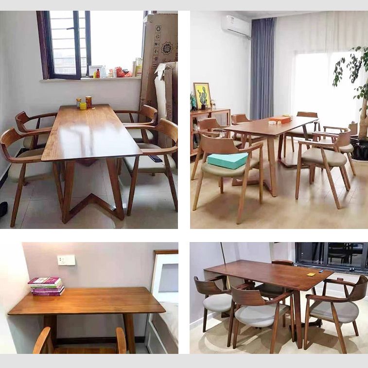 Tapa de mesa de cocina sólida de madera maciza fija de marrón para comedor