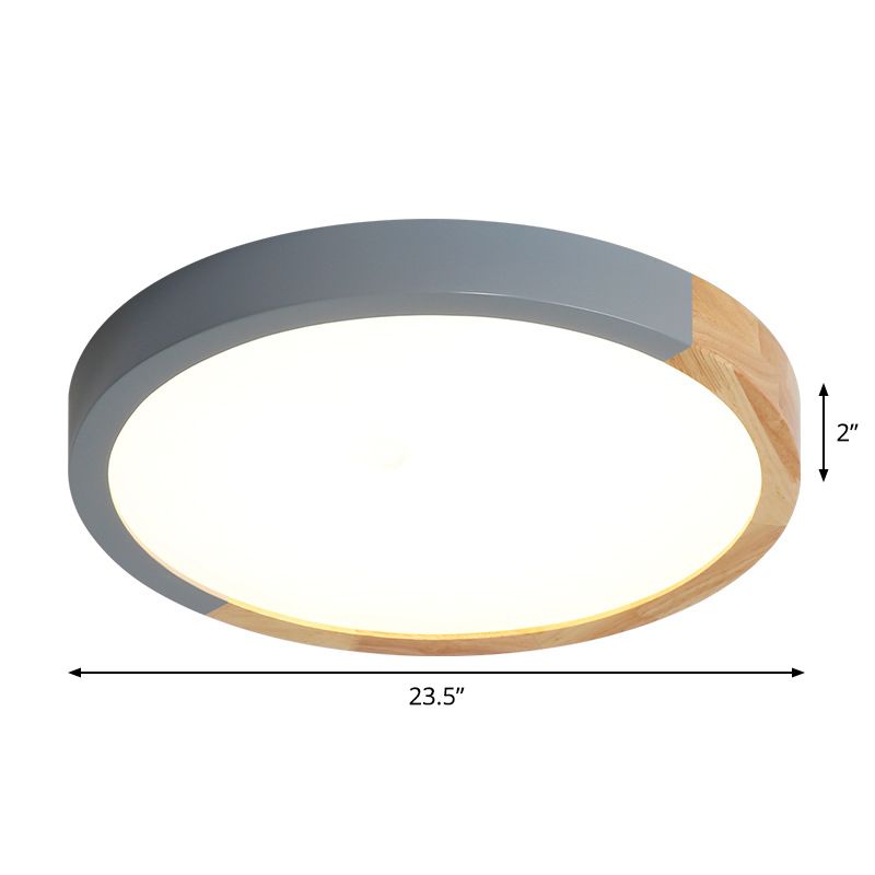 Circular Close to Ceiling Lighting Modernist Metal 12"/15"/19" Wide LED Flush Mount Light in Beige