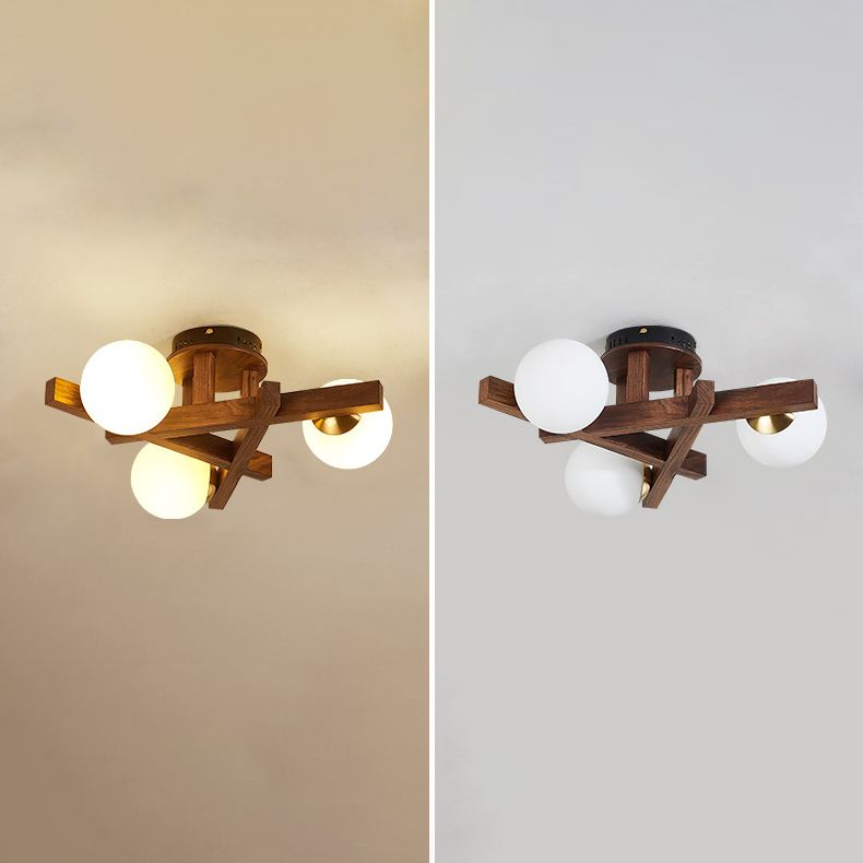 Wood Triangle Semi Flush Mount Lighting Nordic Semi Flush Mount Light for Living Room