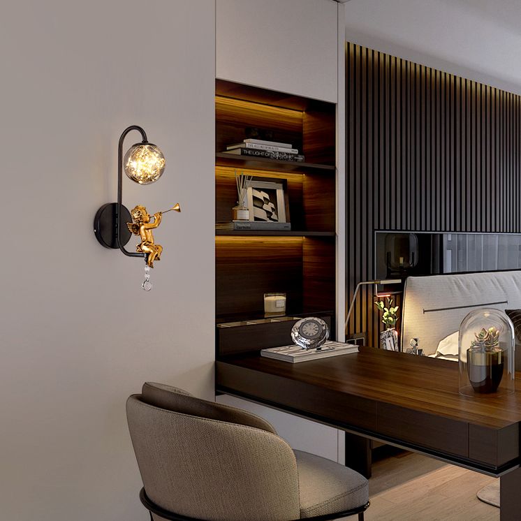 Lámpara esférica liviana nórdica estilo creativo de vidrio 1 apliques de luz con modelo de ángulo