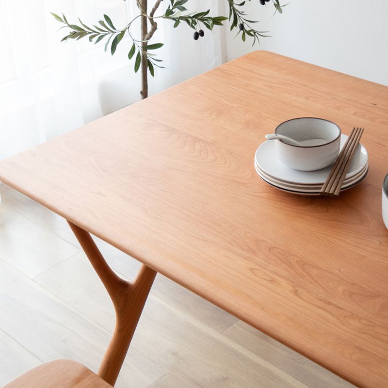 Mesa de comedor rectangular contemporánea, mesa de madera maciza con 4 patas para la cena de la cocina casera