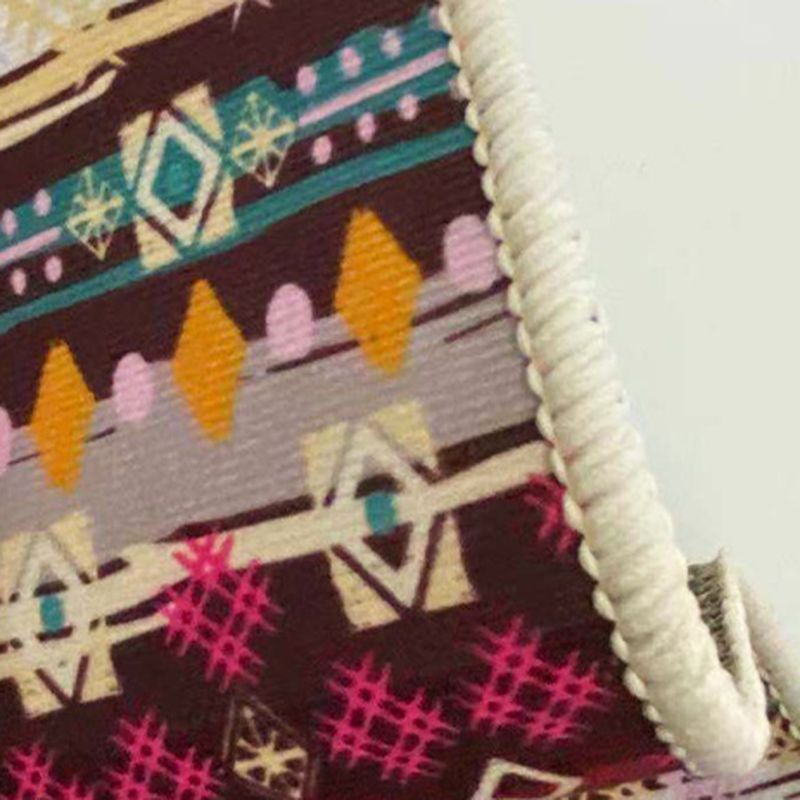 Morocco Tribal Pattern Carpet Yellow Polyester Area Rug Non-Slip Backing Rug for Home Decor