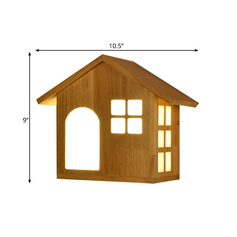 Wood House Wall Light Stair Living Room Contemporary Sconce Lamp in Beige