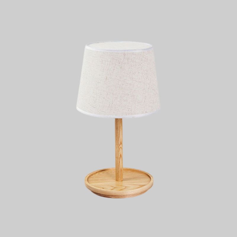 Vat taaklamp modernistische stof 1 lamp wit tafellicht, ronde beige houten basis