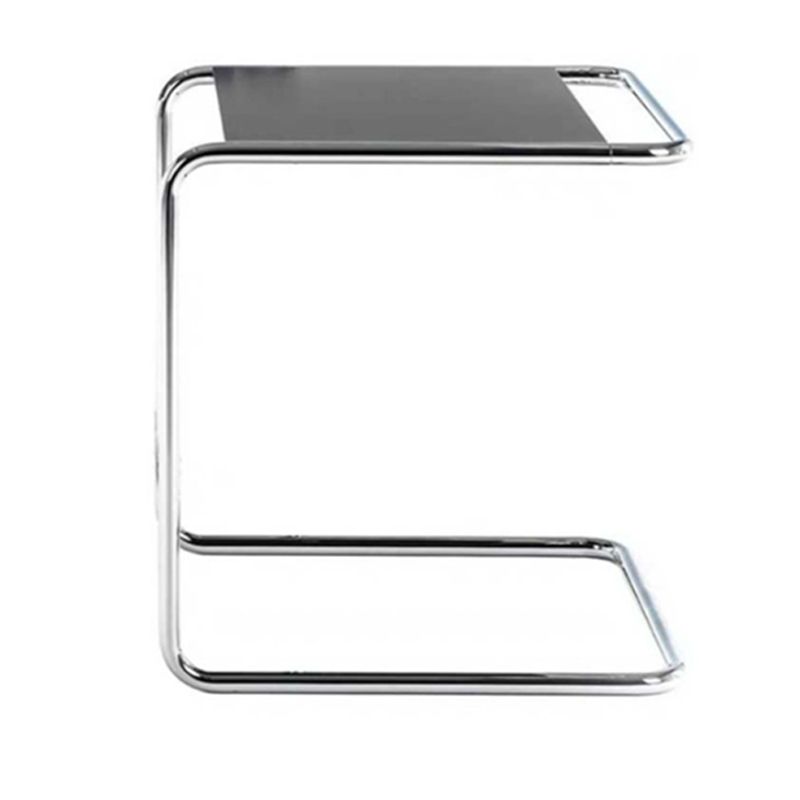 17.7" W Modern C Side Table Rectangular Glass/Wood Top End Table