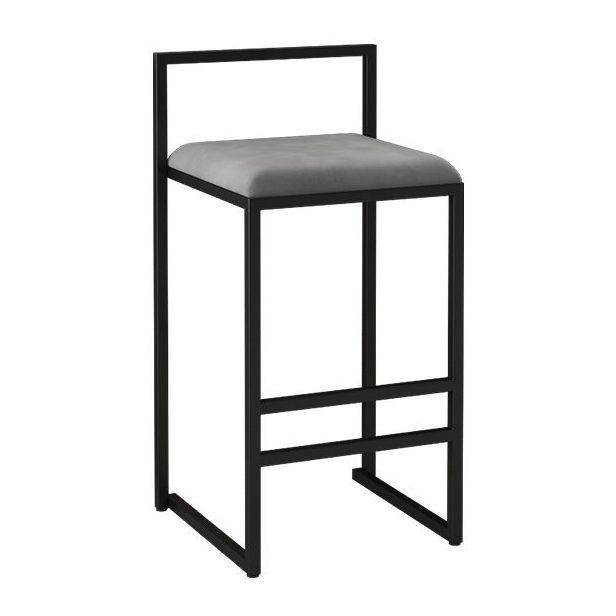 Modern Armless Backrest Counter Stool Iron Kitchen Bar Stool with  Cushion and Pedal