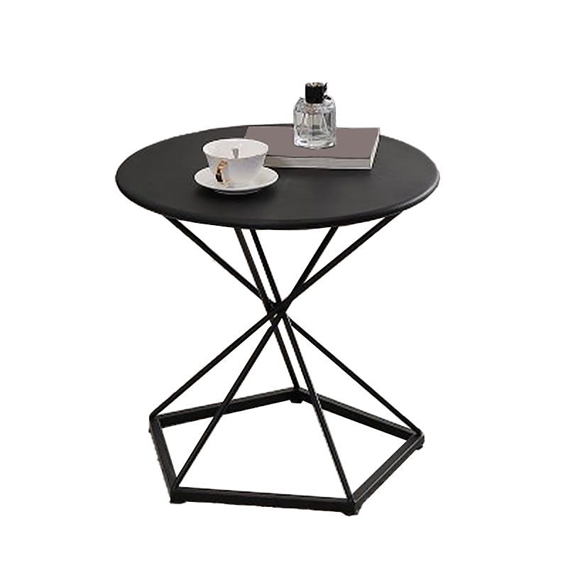 Mid-Century 19.6" Tall Round Top Side Table Metal Frame End Table