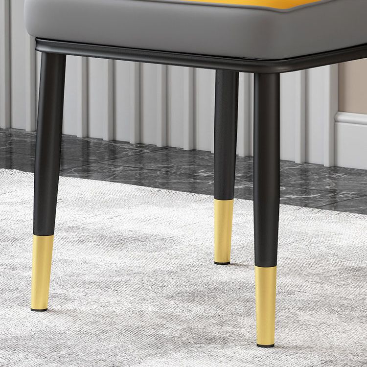 Glam Parsons Dining Side Chair Leather Indoor Dining Chair with Metal Legs
