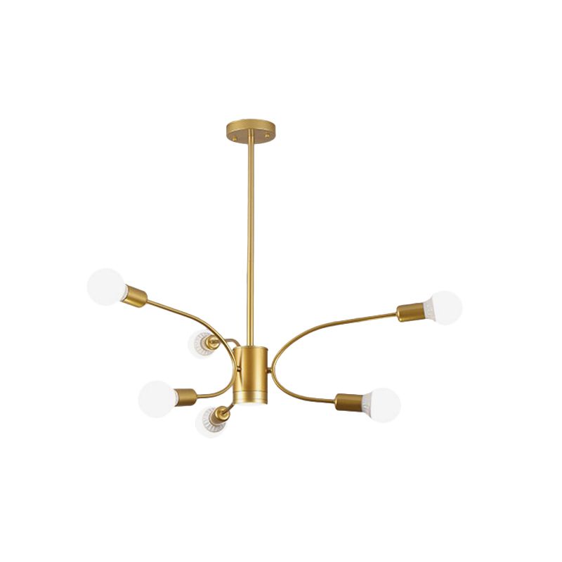 Modernist Sputnik Chandelier Lamp Metallic 6/8/12 Lights Living Room Ceiling Pendant Light in Gold