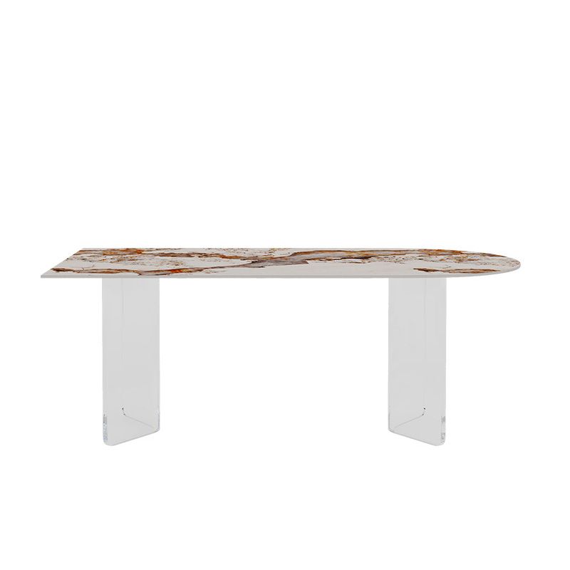 Modern Dining Table Sintered Stone Table with Acrylic Legs for Home Use