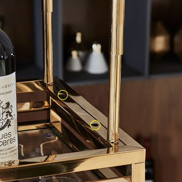 Gold Steel Hanging Wine Holder with Glass Holder & Storage Shelf