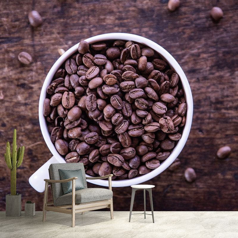 Roasted Coffee Beans Modernist Wall Covering for Coffee Shop, Moisture Resistant