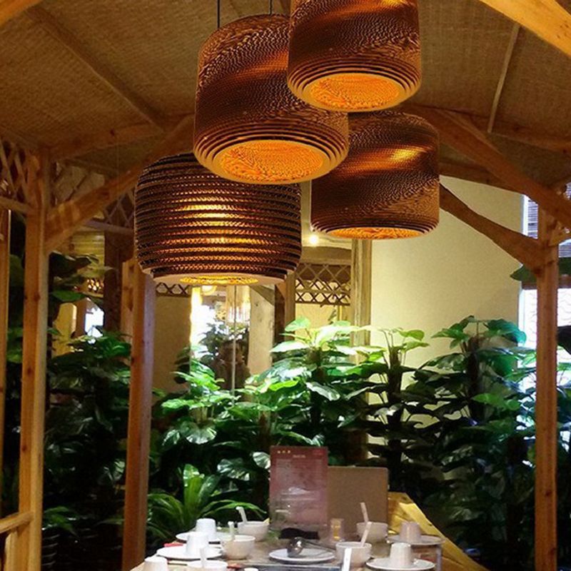 Southeast Asian Style Ceiling Light Honeycomb Cardboard Geometry Pendant Lamp for Bedroom