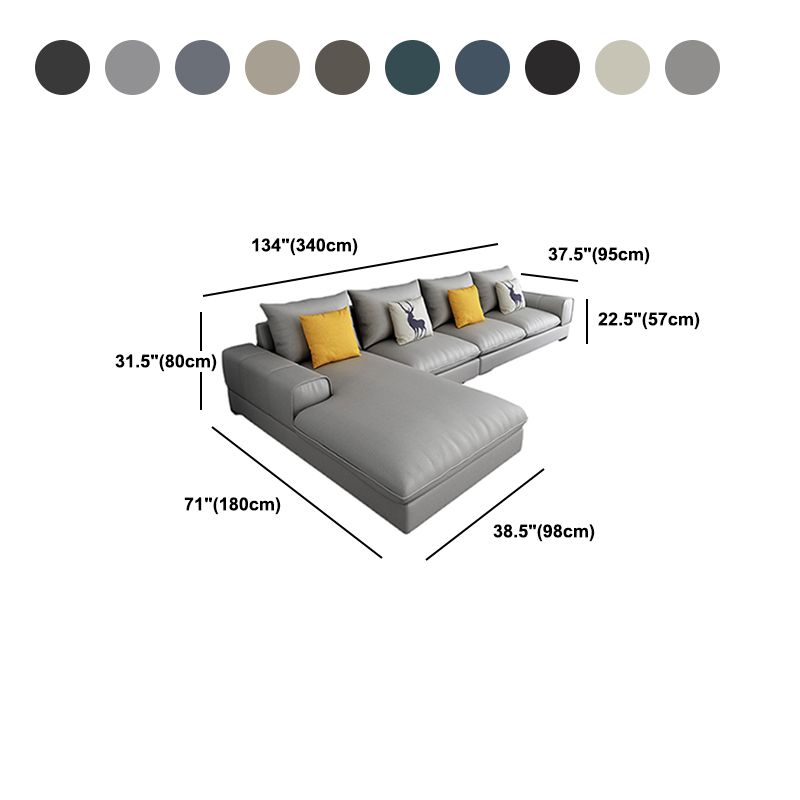 Contemporary L-Shape Sectional with Pillow Back and Recessed Arms for 4 People