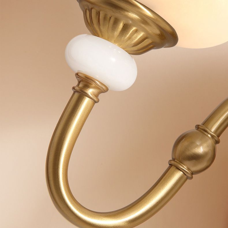 Copper Gold LED Wall Sconce in Modern Luxury Style Glass Indoor Wall Light with Jade Decoration