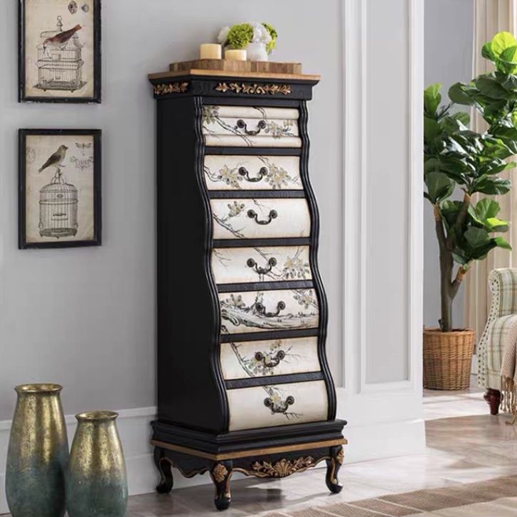 Traditional Storage Chest Solid Wood Dresser with 7 Drawers , 16.5 Inch Width