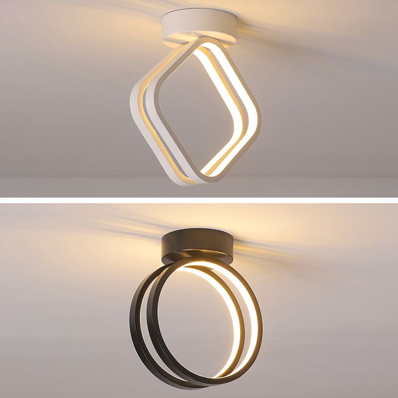 Lámpara empotrada moderna de aluminio con 1 cabeza montada en el techo del pasillo con anillo de halo