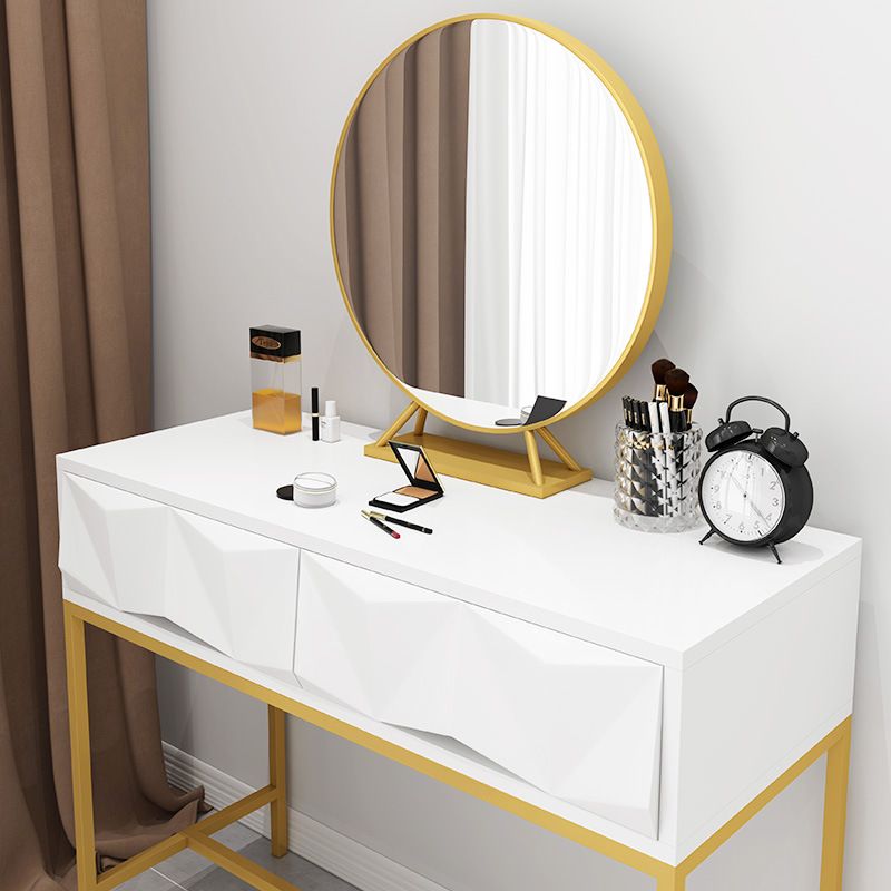 Glam 2-drawer Wooden Vanity Table 29.52" H Dressing Table in White