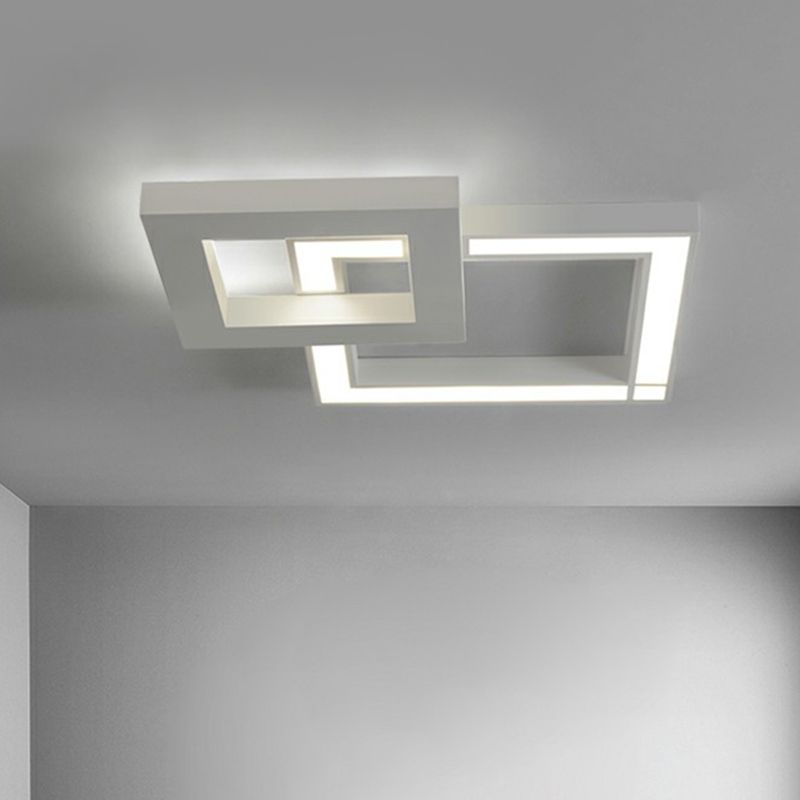 Nordic Style Frame Plafond Licht Vast metalen Woonkamer LED Flush Mount in wit