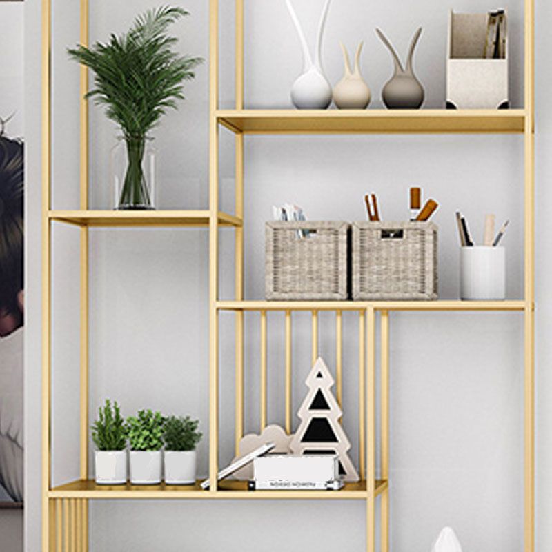 Modern Metal Bookshelf Etagere Open Shelf Bookcase in Burnish-70.8" H x 11.8" W