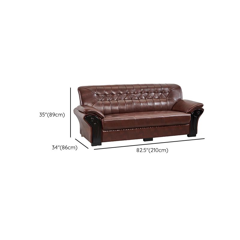 Industrial Biscuit Back Seating Flared Arm Sofa in Dark Brown