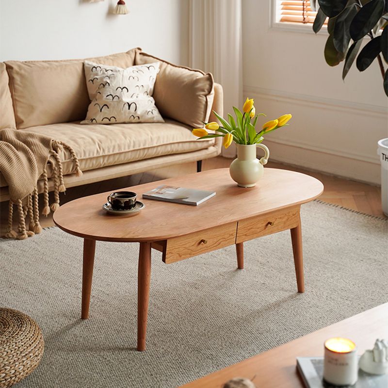 23" Wide Contemporary Cocktail Table Storage Oval Coffee Table