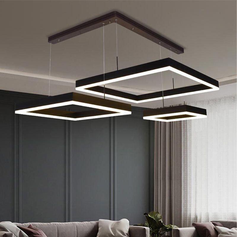 Rechteckige zeitgenössische Kronleuchterleuchten Restaurant hängen Kronleuchter mit Acrylschatten