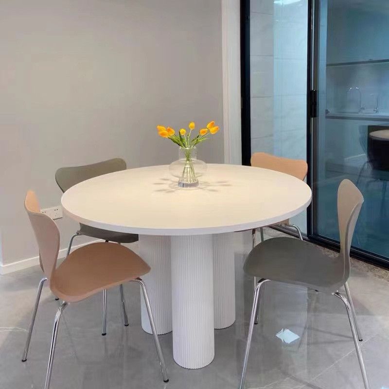 Contemporary Style Dining Table White Round Dinner Table for Home Kitchen Dinner