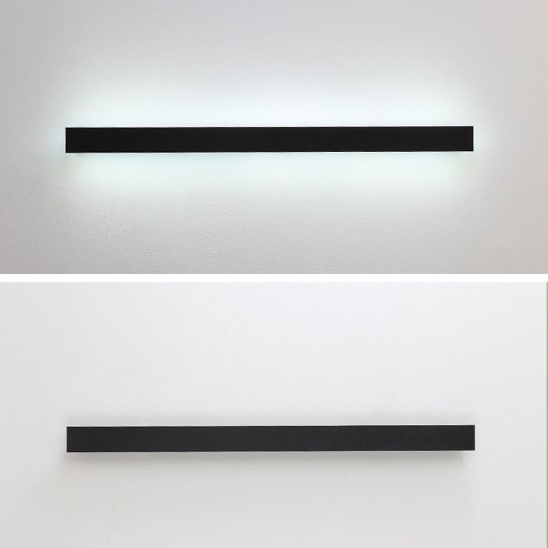 Metal Linear Shape Wall Light Modern Single Light Wall Mount Fixtures in Black