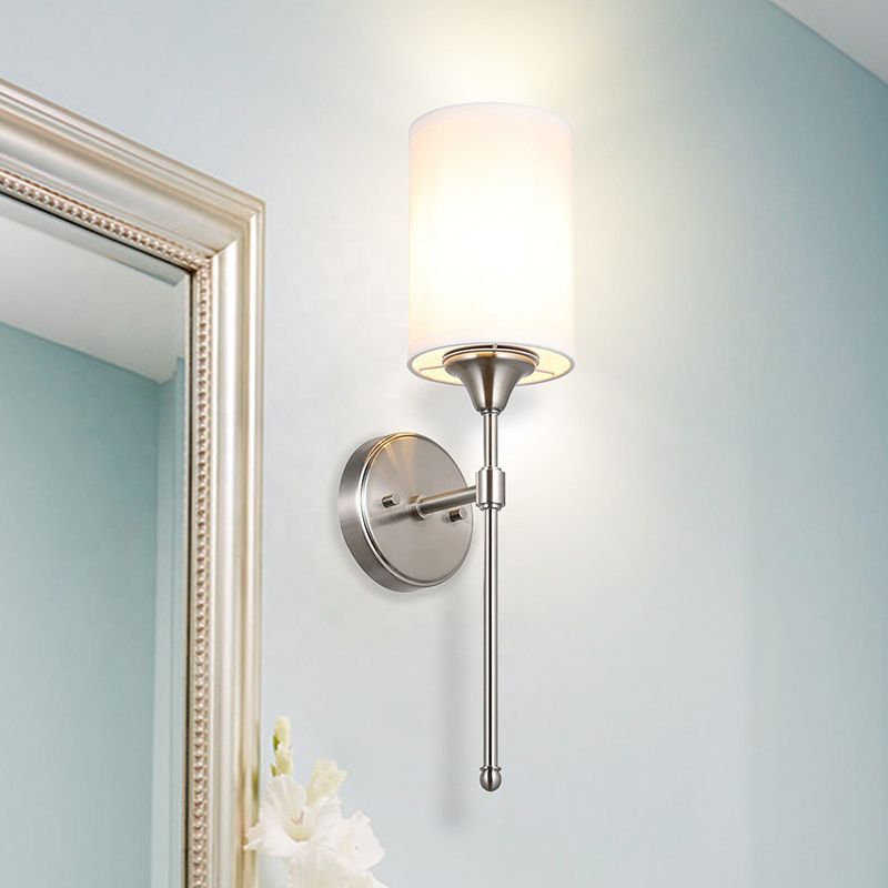 Simple Geometric Wall Lamps Fabric Wall Light Fixtures for Bedroom