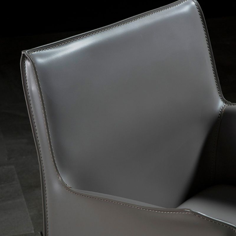 Minimalist Style Leather Dining Chair Solid Back Arm Dining Side Chair for Home
