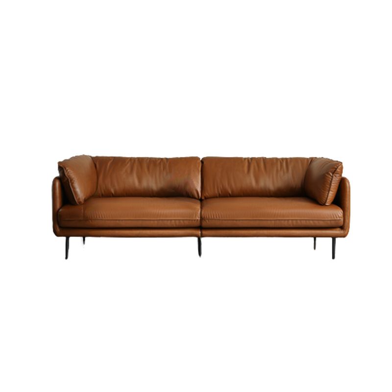 Contemporary 31.49" High Sofa Genuine Leather Tuxedo Arm Sofa