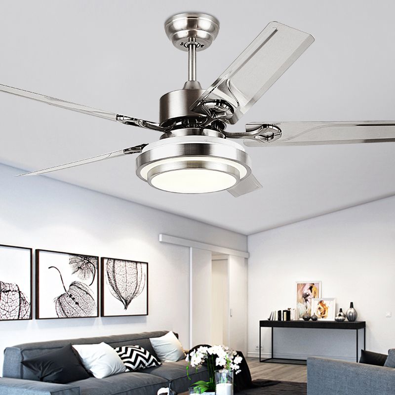 Unique Shape Metal Ceiling Fan Lighting Kids Style 1 Light Ceiling Fan Light in Silver