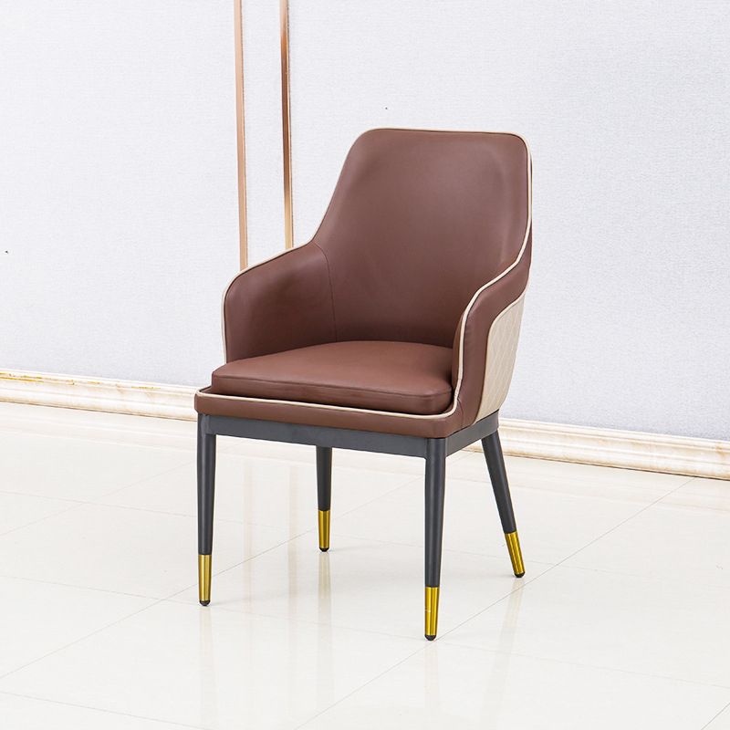 Glam Kitchen Dining Arm Chair Upholstered Side Chair with Metal Legs