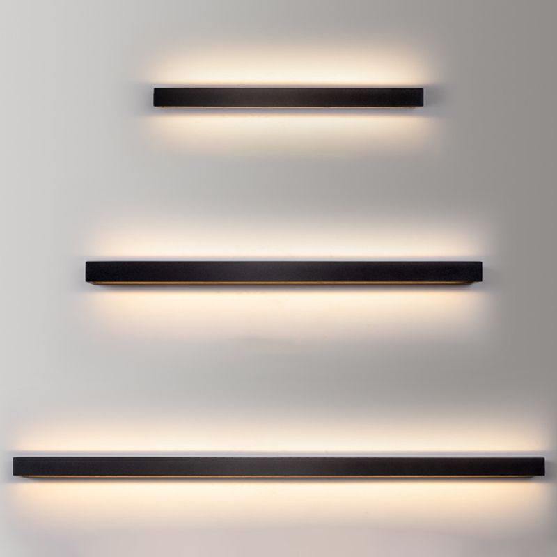 Square Shape Metal Wall Sconce Modern Style Single Light Wall Lighting Fixtures in Black