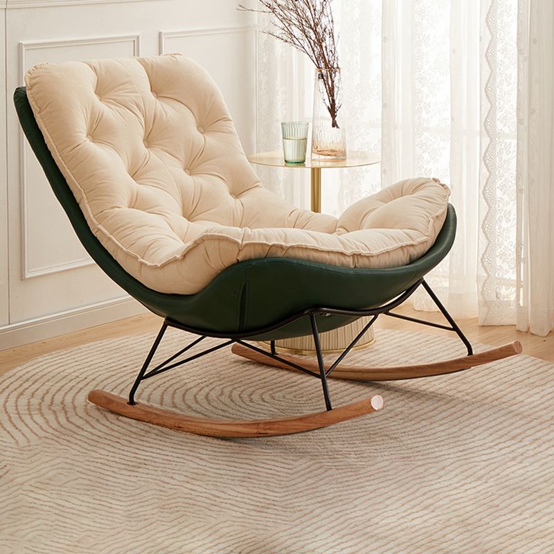 Glam Style Rocking Chair Upholstered Tufted Rocker Chair with Legs