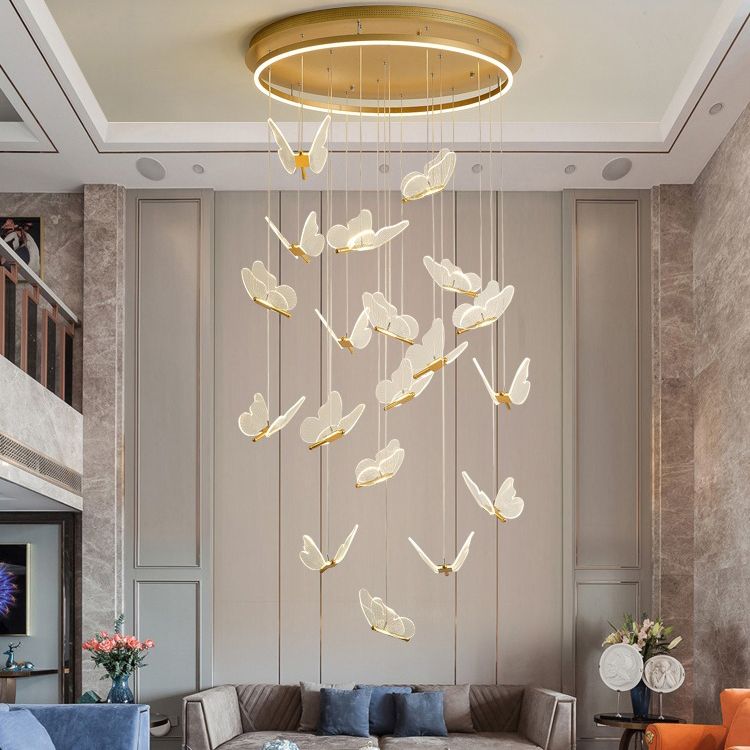 Zeitgenössischer Cluster -Anhänger Butterfly Arcylic Multi Pendant Light In Clear
