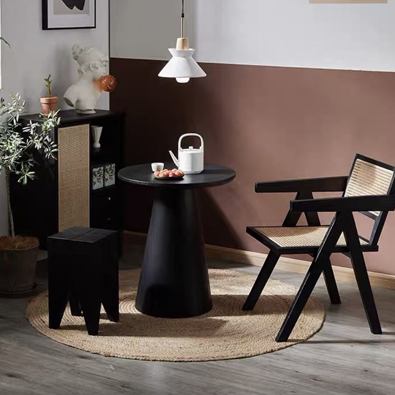 Contemporary Wood Side Table Pedestal Round Living Room Table