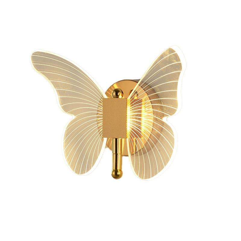 Contemporary LED Wall Lighting Acrylic Wall Mounted Fixture in Gold & Clear