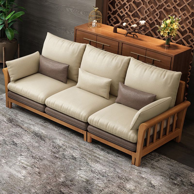 Flared Arm Sectional Sofa, Removable Cushions with Wooden Legs