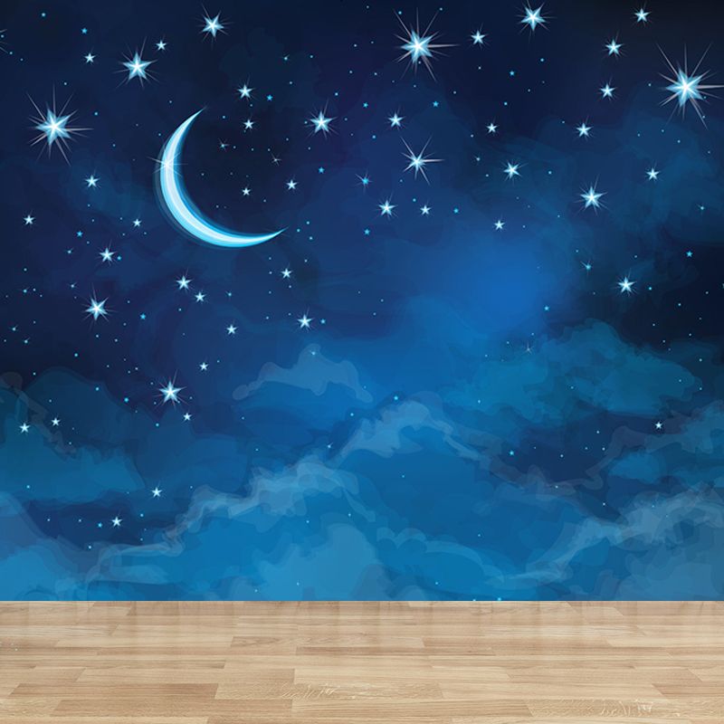 Stain Resistant Starry Night Mural Non-Woven Texture Modern Wall Decor for Girls Room